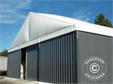Átrio de armazenamento industrial Steel de 15x30x6,73m c/portão deslizante, PVC/Metal, Branco/Cinza