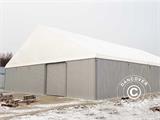Industriell telthall Steel 15x30x6,73m m/skyveport, PVC/metall, hvit/grå