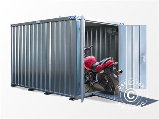 Container, Rigel, 6,1x2,1x2,1m m/ doble sidehengslede dører, sølvfarget