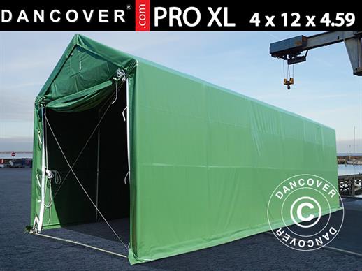 Carpa grande de almacén PRO XL 4x12x3,5x4,59m, PVC, Verde