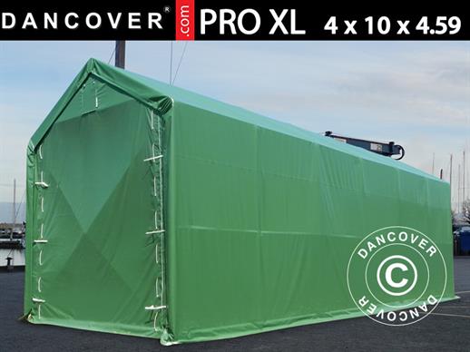 Carpa grande de almacén PRO XL 4x10x3,5x4,59m, PVC, Verde