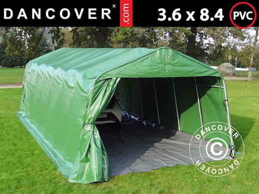 Garažni šator PRO 3,6x8,4x2,7m PVC s podnim platnom, Zelena