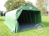 Tente Abri Garage PRO 3,6x7,2x2,68m PVC, avec couverture de sol, Vert/Gris
