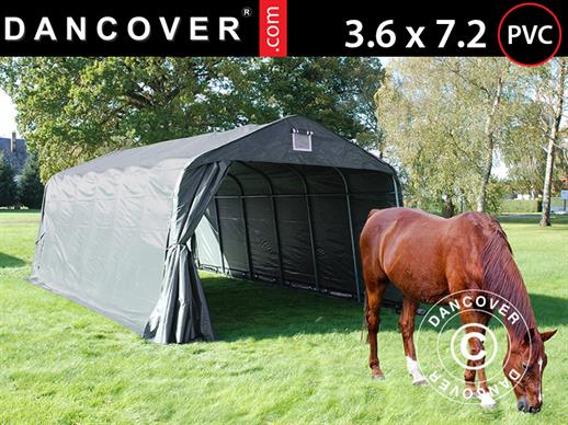 Šator za stoku 3,6x7,2x2,68m, PVC, Siva