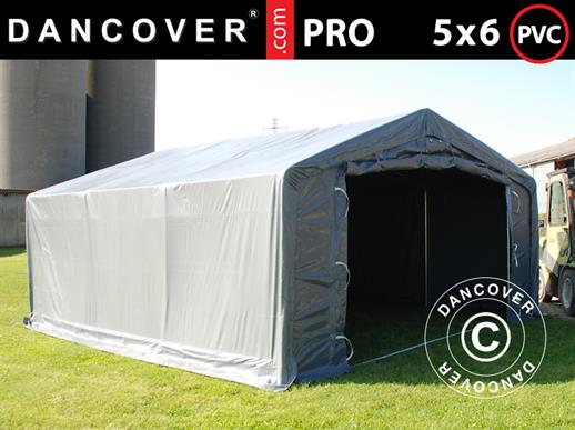 Noliktavas telts PRO 5x6x2x2,9m PVC, Pelēks