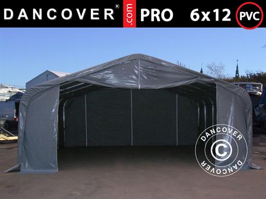 Tenda de armazenagem PRO 6x12x3,7m PVC, Cinza