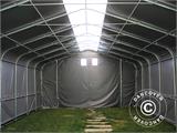 Noliktavas telts PRO 6x18x3,7m PVC ar gaismas caurlaidīgu jumta paneli, Pelēks
