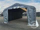 Tente de Stockage PRO 6x18x3,7m PVC avec lucarne, Gris