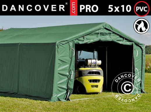 Noliktavas telts PRO 5x10x2x3,39m, PVC, Zaļš