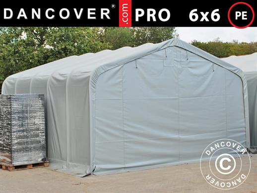 Skladišni šator PRO 6x6x3,7m, PE, Siva
