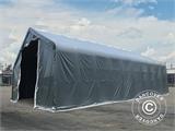 Carpa grande de almacén PRO 8x12x5,2m PVC con panel tragaluz de techo, Gris