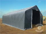 Noliktavas telts PRO 8x12x5,2m PVC ar gaismas caurlaidīgu jumta paneli, Pelēks