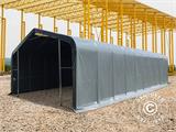 Noliktavas telts PRO 6x12x3,7m PVC ar gaismas caurlaidīgu jumta paneli, Pelēks