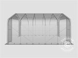 Noliktavas telts PRO 7x7x3,8m PVC ar gaismas caurlaidīgu jumta paneli, Pelēks