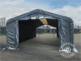 Capannone tenda PRO 7x14x3,8m PVC con pannello centrale, Grigio