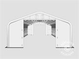 Noliktavas telts PRO 7x14x3,8m PVC ar gaismas caurlaidīgu jumta paneli, Pelēks