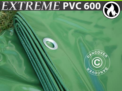 Tarpaulin 5x7 m, PVC 600 g/m² Green, Flame retardant