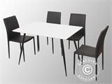 Juego de comedor con 1 mesa de comedor Siena, Blanco/Negro + 4 sillas de comedor Firenze, Negro/Negro