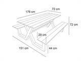 Piknikbord, kompositt, 1,51x1,76x0,72m, Svart/Antrasitt
