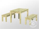 Drveni stol s klupama - komplet, 0,74x1,2x0,75m, Prirodna