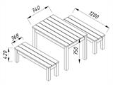 Medinis stalo ir suolo komplektas, 0,74x1,2x0,75m, Natūralus