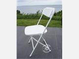 Rundt klapbord 154 cm Ø + 8 stole, Lysegrå/Hvid