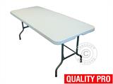 Juhlapaketti, 1 kokoontaitettava pöytä (244 cm) + 8 tuolit, Vaalean harmaa/Valkoinen