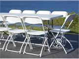 Rinkinys pobūviams, 1 pokylių stalas PRO (242cm) + 8 kėdės, Šviesiai pilka/Balta
