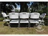 Pakiet Party, 1 składany stół PRO (182cm) + 8 Krzesła składane, Jasny szary/Biały
