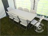 Viesību Komplekts, 1 banketa galds PRO (182cm) + 8 krēsli, Gaiši pelēks/Balts
