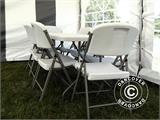Vakarėlių rinkinys, 1 sulankstomas stalas PRO (182cm) + 8 kėdės, Šviesiai pilka/Balta