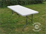 Party package, 1 folding table (182 cm) + 8 chairs & 8 Seat cushions, Light grey/White