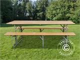 Set tafel en banken, 180x60x76cm, Licht hout