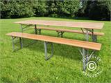 Set tafel en banken, 180x60x76cm, Licht hout