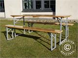 Beer Table Set, 180x60x76cm, Light wood