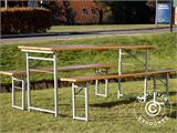 Ensemble table et bancs de brasserie, 180x60x76 cm, bois clair 