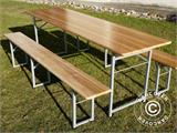 Biertisch-Set, 220x60x76cm, leichtes Holz