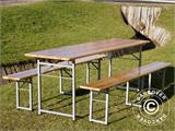 Beer Table Set, 220x60x76cm, Light wood