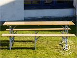 Set de mesas cerveceras, 220x60x76 cm, madera clara