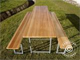 Set tafel en banken 240x60x76cm, Licht hout