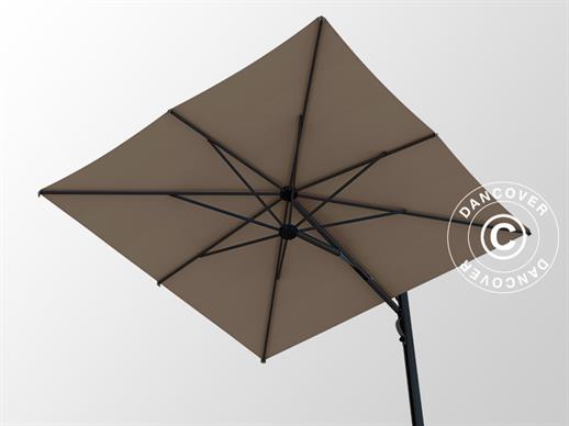 Zwevende parasol met basis, Galaxia Astro Carbon, 3x3m, Grey Taupe  