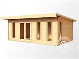 Casetta in legno Lugano, 5,69x3,59x2,34m, 44mm, Grigio Chiaro