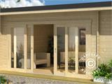 Wooden Cabin Milano, 6.08x3.9x2.45 m, 44 mm, Natural