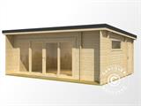 Domek drewniany Milano, 6,08x3,9x2,45m, 44mm, Jasny szary