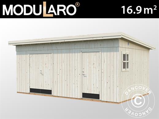 Wooden shed w/floor, 5.61x3.3x2.59 m, 16.9 m², Natural