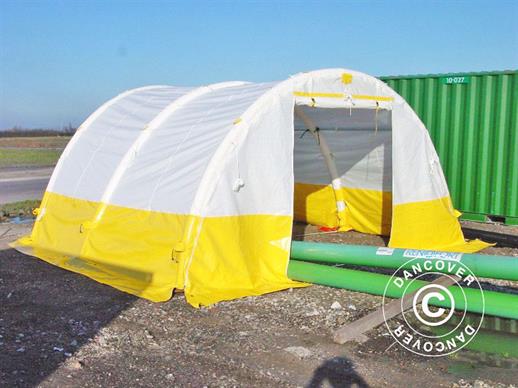Tenda de trabalho insuflável em arco FleXshelter PRO, 4x4m, Branco/Amarelo